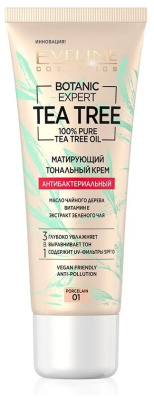 Eveline Матирующий тональный крем антибактериальный 3в1  серии BOTANIC EXPERT, 30мл.  (01 porcelain)