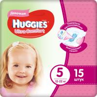 Huggies Ultra Comfort Подгузники размер 5, 12-22 кг для девочек 15 шт
