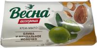 Весна крем-мыло Олива и миндальное молочко 90гр